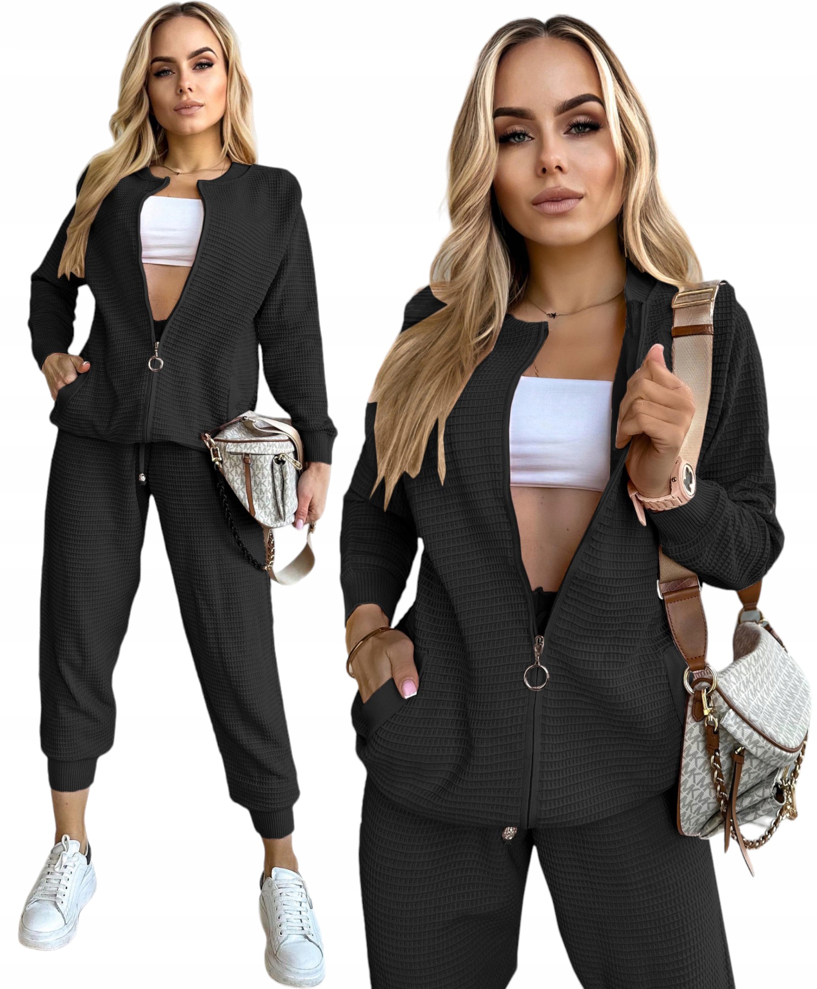 DRES KOMPLET DAMSKI wygody modny wafelek