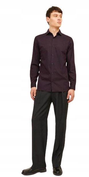 Jack & Jones Elegantní Pánská Košile Z Bavlny Bordó L N1B