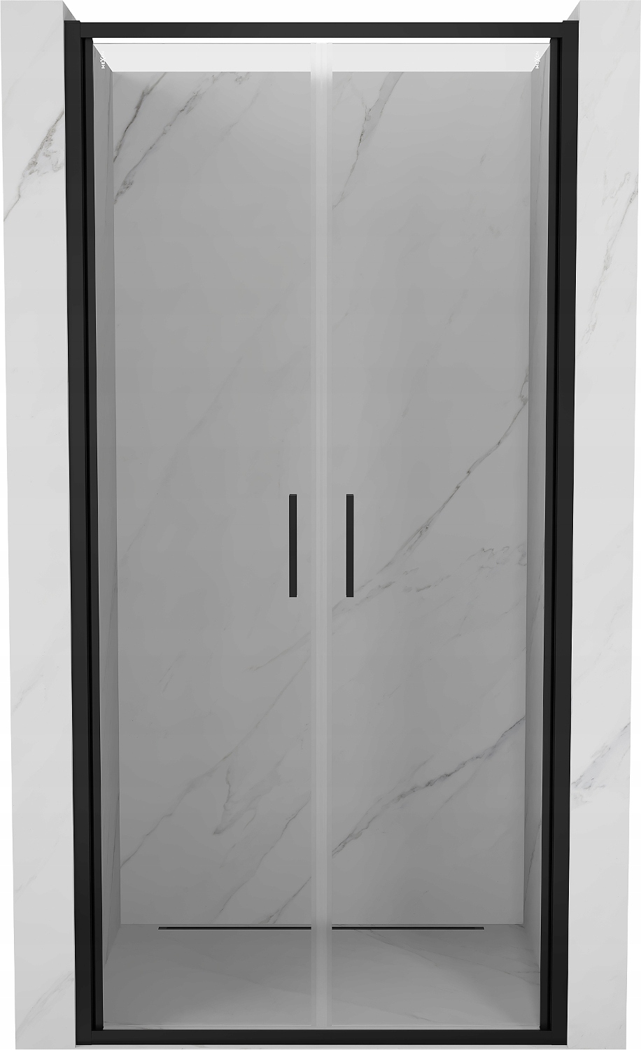 Mexen Exo 100 cm černé otevírací sprchové dveře, tvrzené sklo