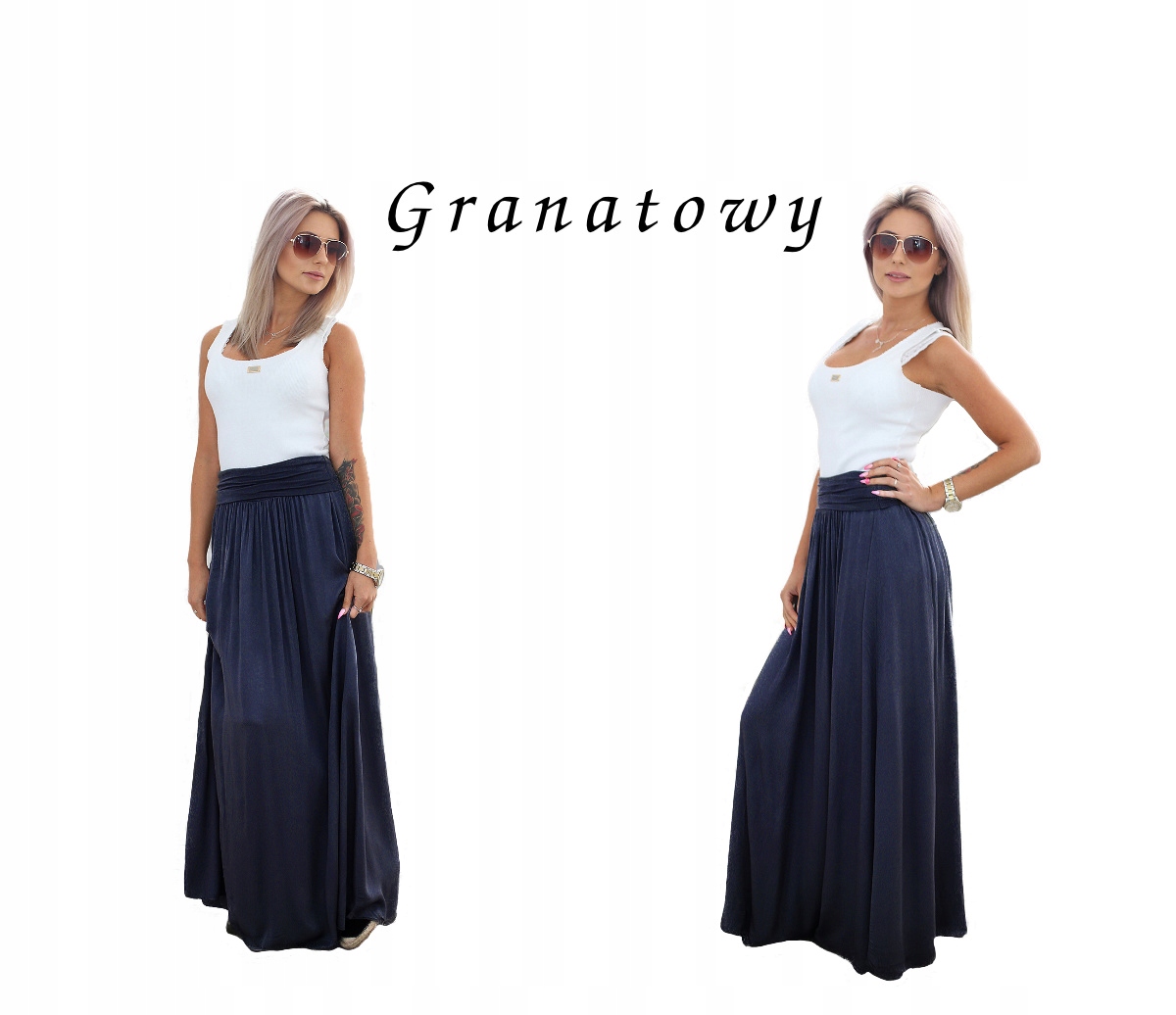 M266 Długa zwiewna SPÓDNICA MAXI ze ściągaczem Marka inna