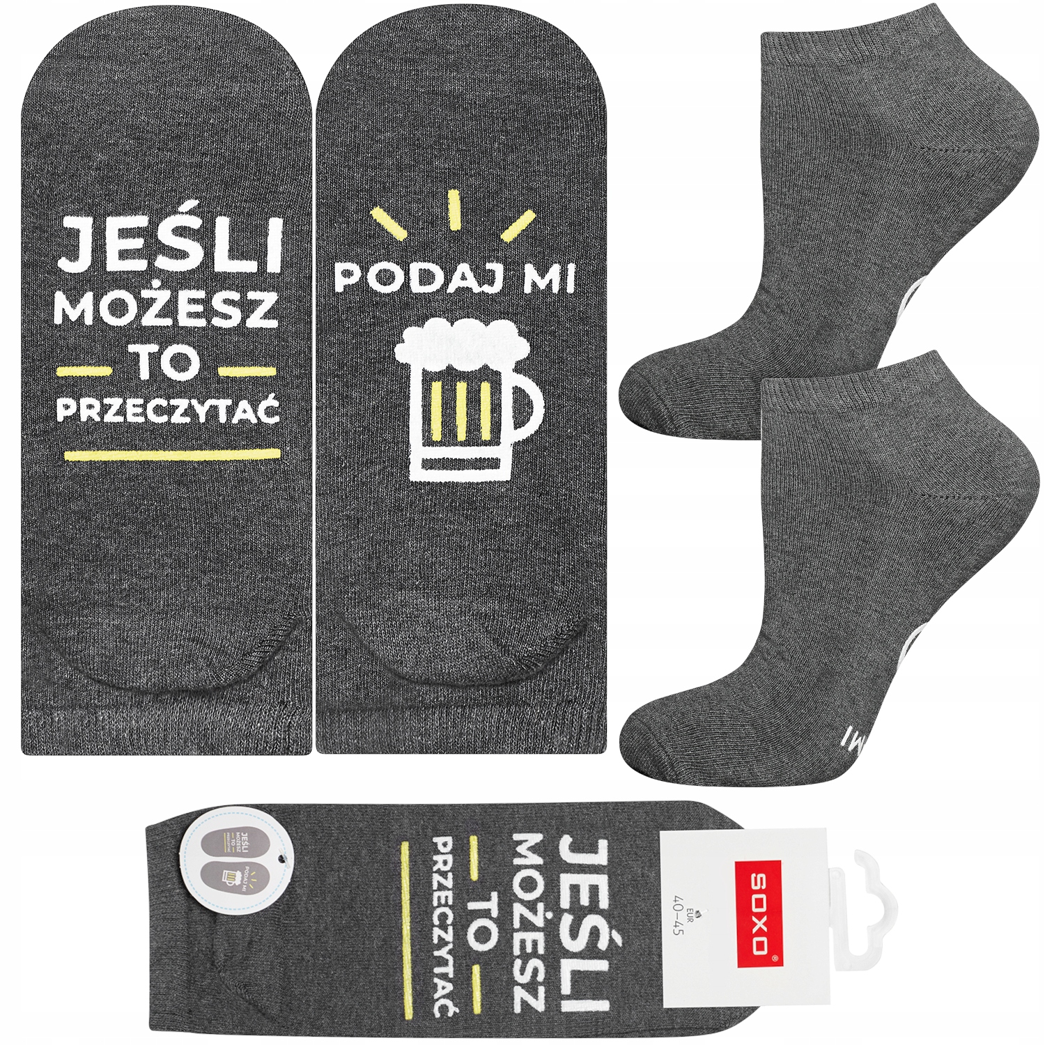 

Stopki Soxo Skarpetki Śmieszne Z Napisami Zabawne