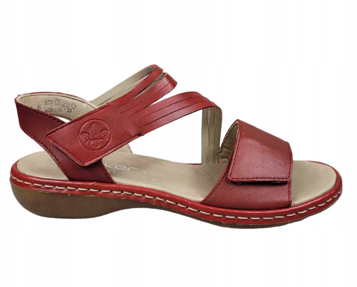 Rieker Sandály 65964-35 Červené Na Suchý Zip vel. 40