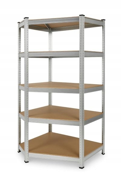 Regał narożny 180x90x90 - ocynkowany - 5 półek model IQ