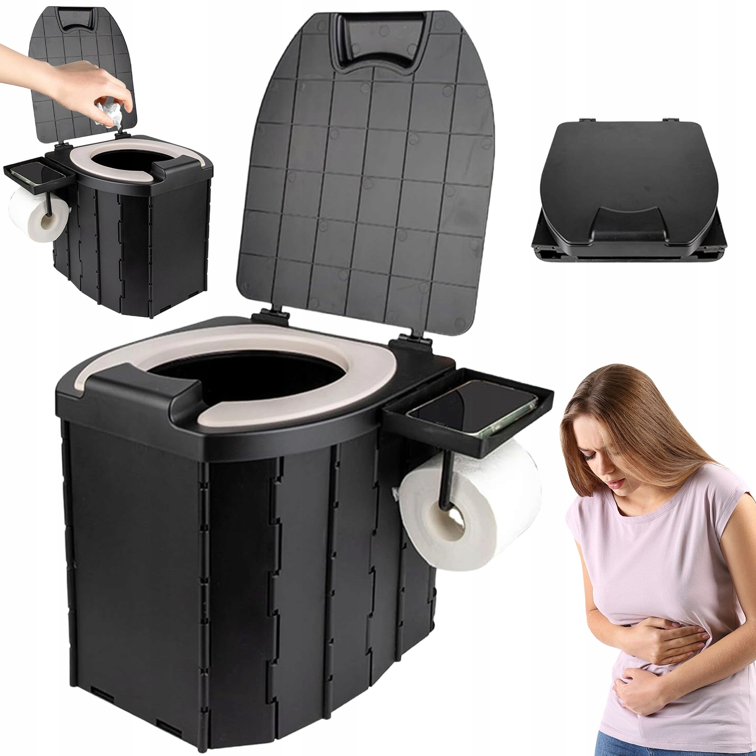 Skládací Toaleta 5 L S Koženým Sedadlem Vydrží 204 Kg