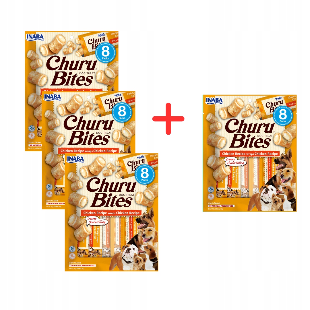 Levně Inaba Dog Churu Bite Chicken Wraps 4x96g psí pamlsek Kuře