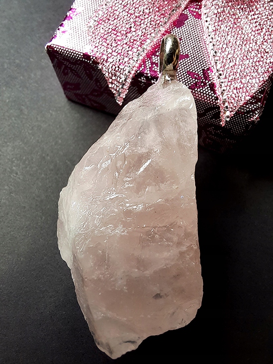 Vintage Přívěsek Růžový Křemen Etno Art Anahata Yoga