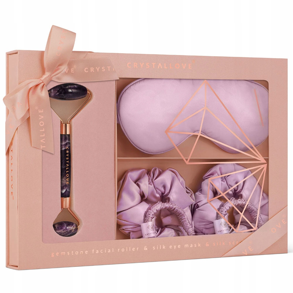 Amethyst home Spa set roller z ametystu opaska 4 gumki