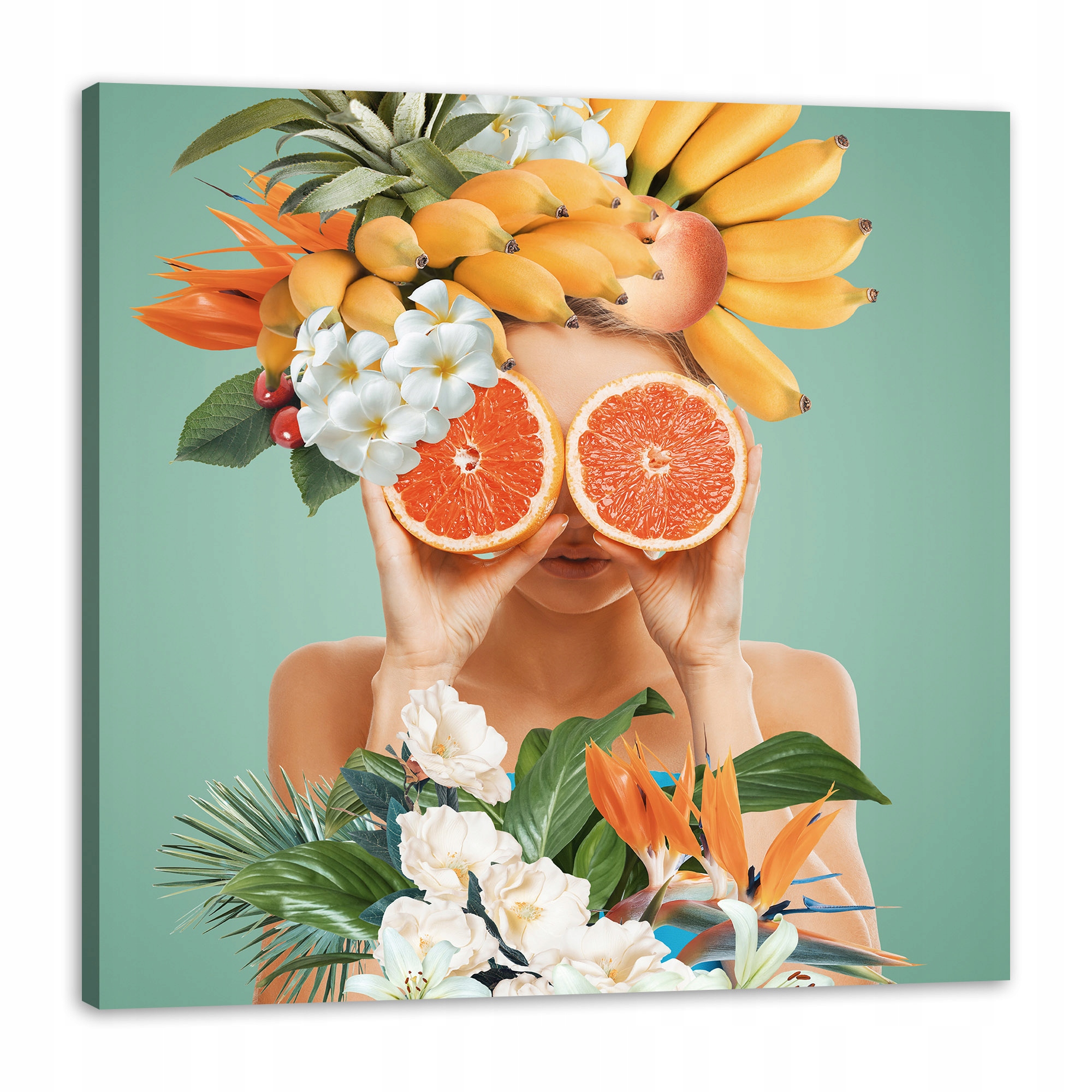 Obraz na plátně Harmonie přírody Květiny Žena Ovoce 90x90 cm