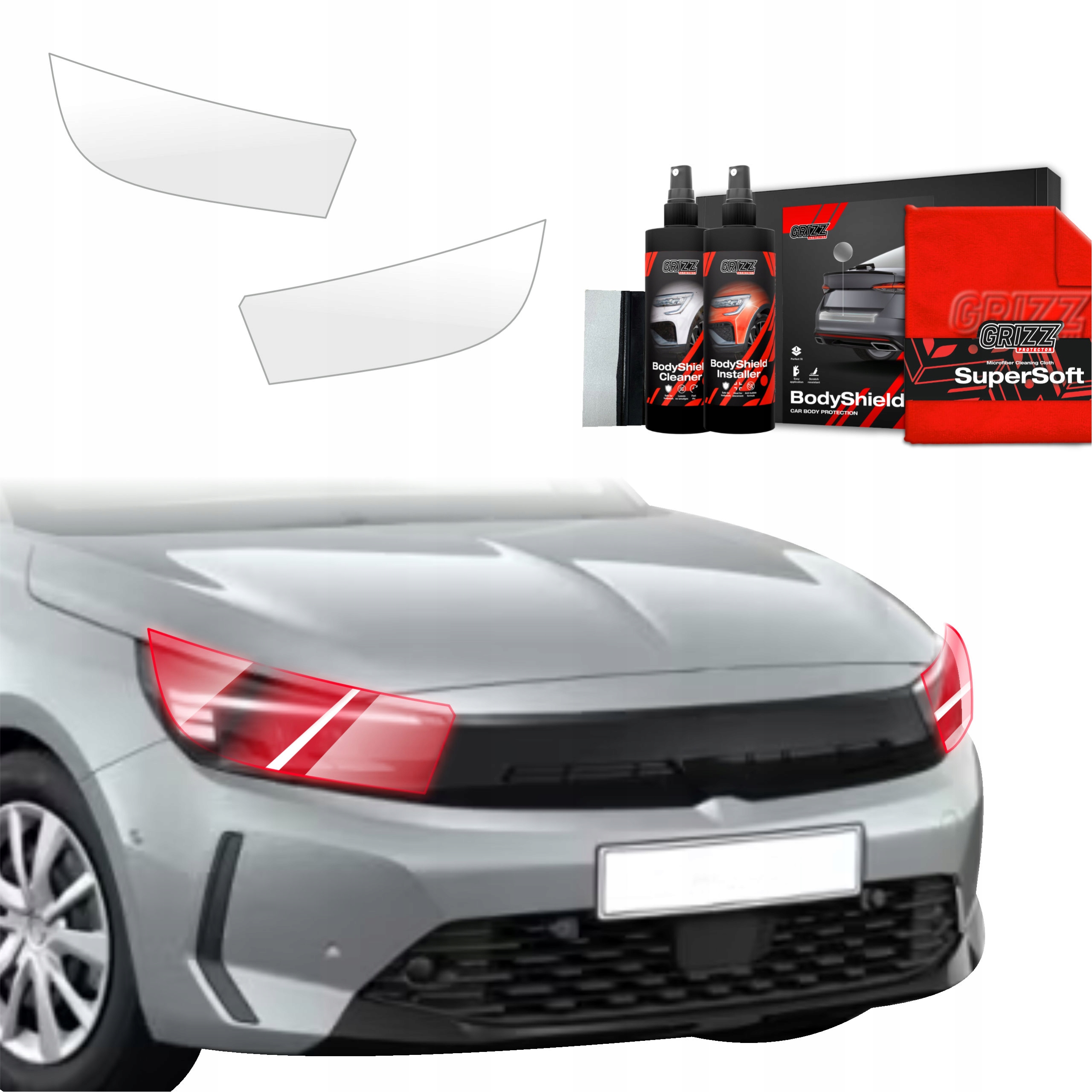 2v1 Fólie Ppf dýha na lampy pro Opel Corsa (2023-2025) Grizz