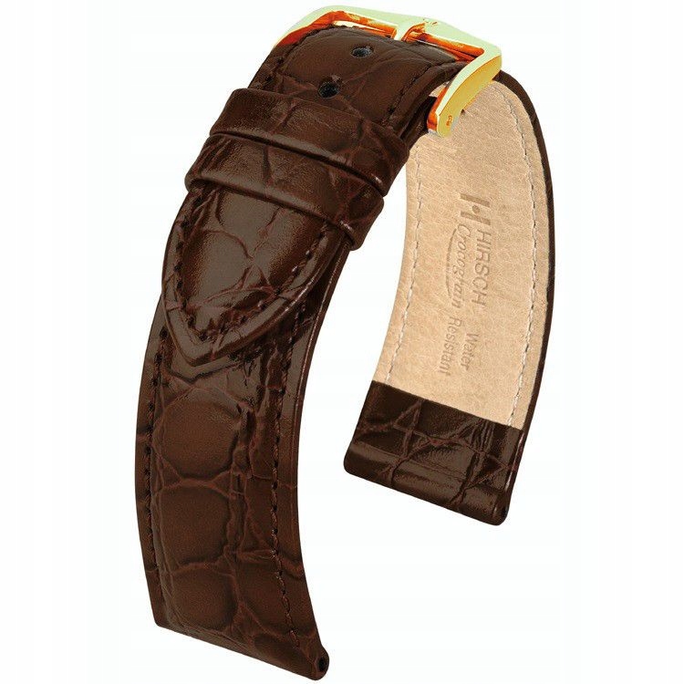 Hnědý kožený opasek 17 mm Hirsch Crocograin 12322810-1-17 (L)