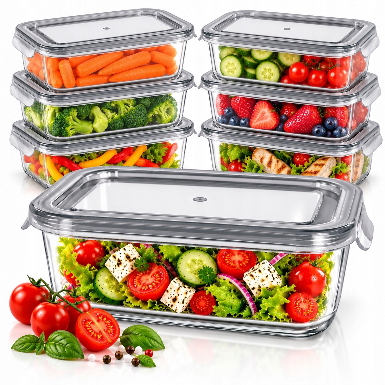 Skleněné Nádoby Na Potraviny Hermetický Set Lunchbox Fresh 6 Ks
