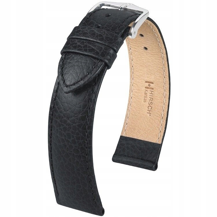 Černý kožený opasek 20 mm Hirsch Kansas 01502050-2-20 (L)