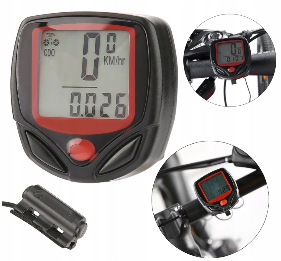 LICZNIK ROWEROWY PRĘDKOŚCIOMIERZ Wodoodporny LCD DO ROWERU KOMPUTER Wyświetlacz monochromatyczny