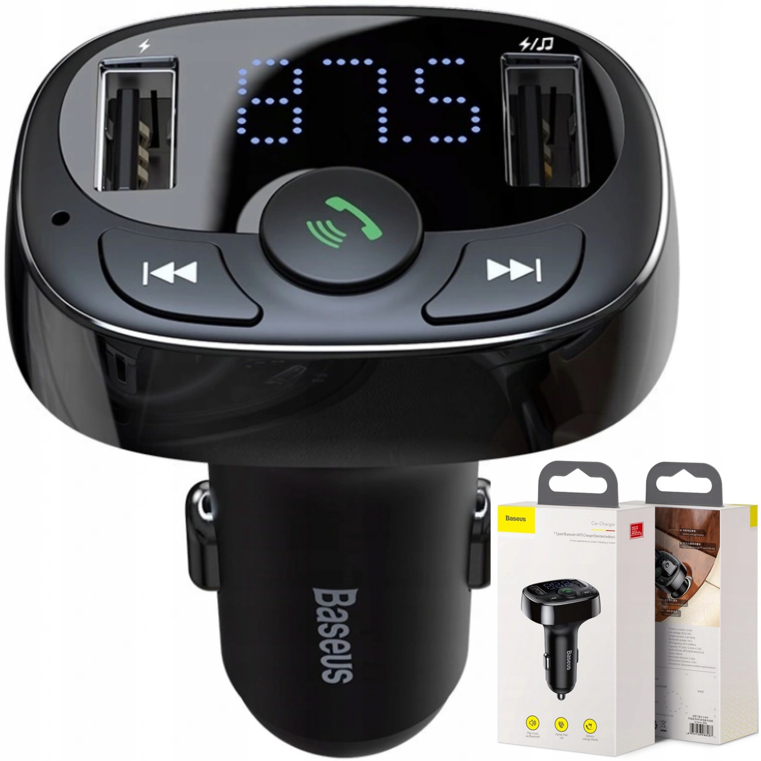 

Transmiter Samochodowy Fm Basues Bluetooh MP3