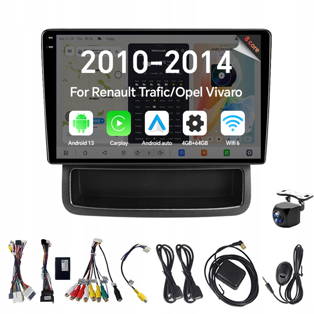 2Din 4G 64GB Android 13 Autorádio pro Renault Trafic Opel Vivaro 2010-2014