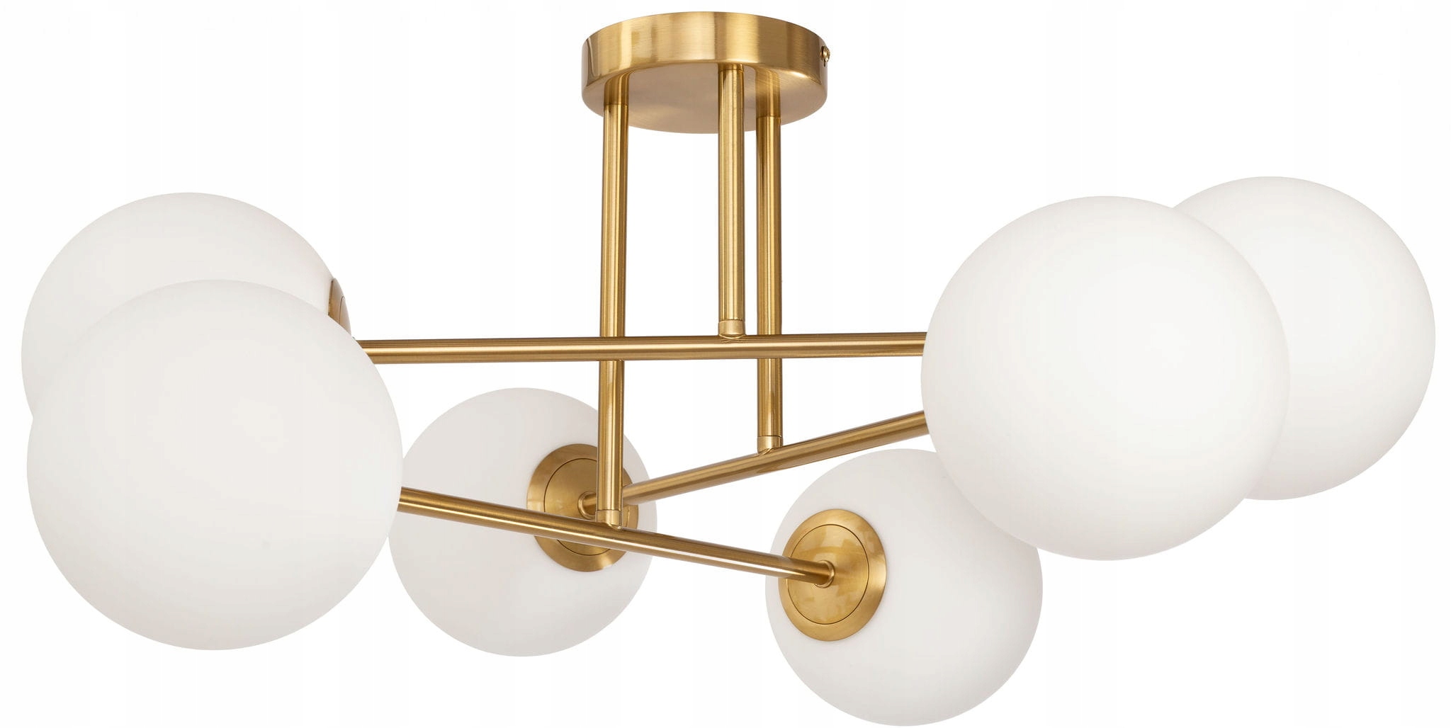 Lampa sufitowa gold Milano Tower 6 klosze mleczne kule