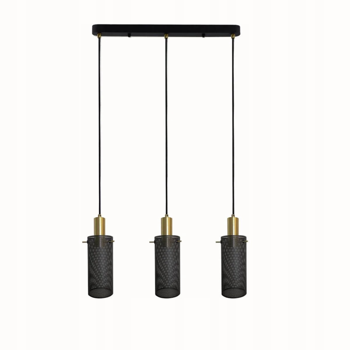 Trojitá závesná lampa, zlatá, čierna, drôtená trubica nad stôl Light Prestige