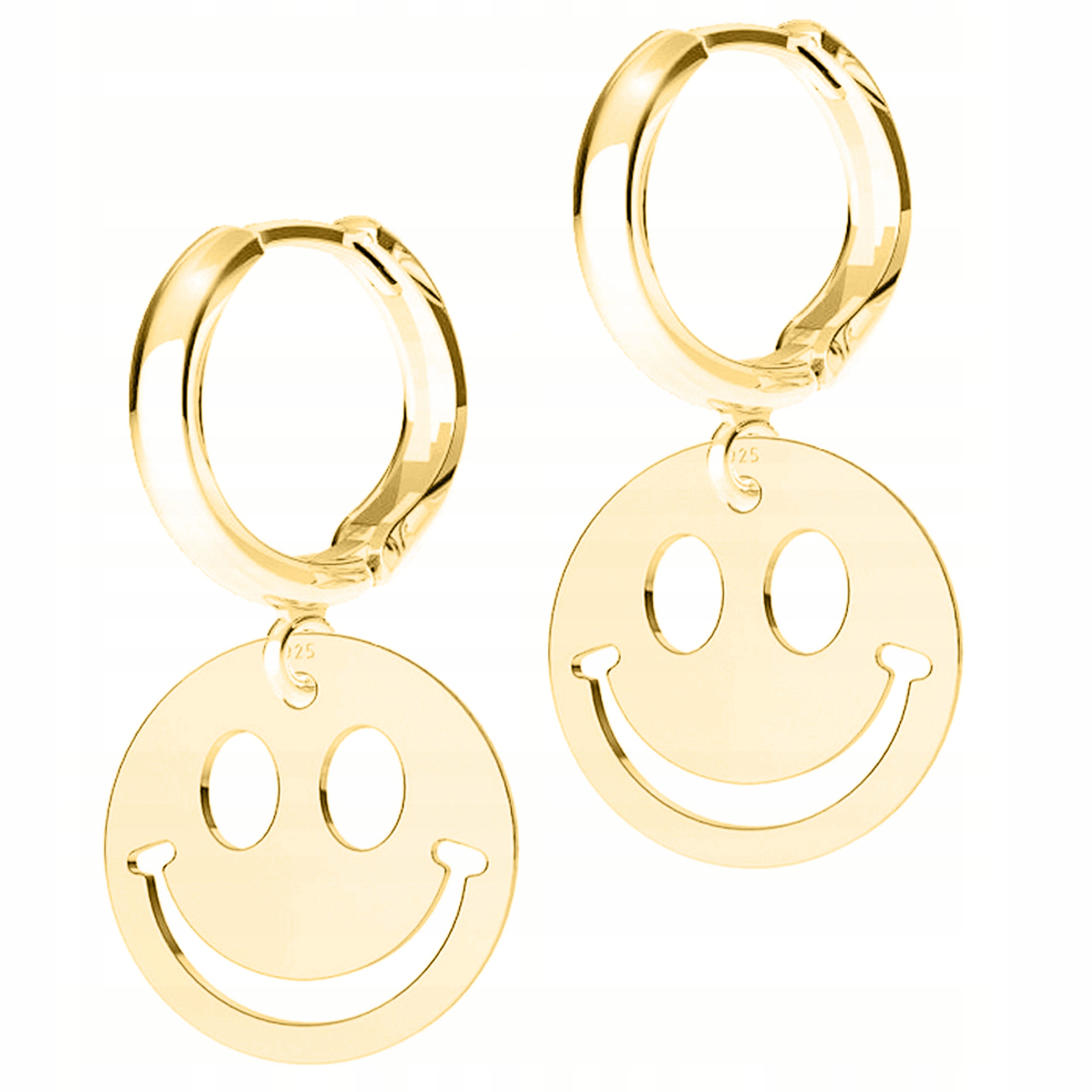 Zlaté Náušnice Emotikony Emoji Plech Smajlík Úsměv Smile Stříbro 925