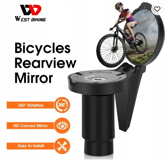 LUSTERKO ROWEROWE SKŁADANE DO KIEROWNIC SZOSOWYCH ROWERU SZOSOWEGO CZARNE Marka West biking