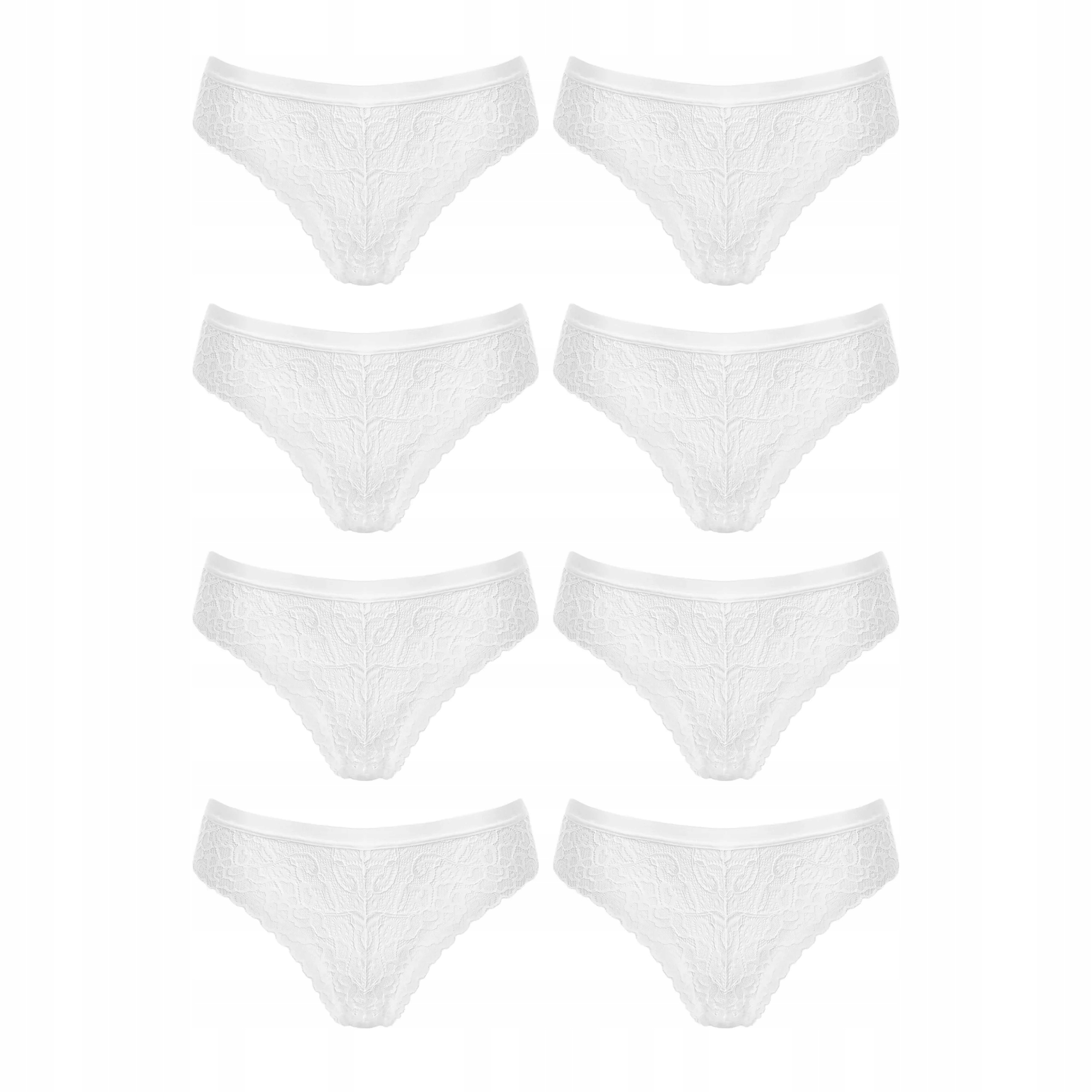 8 ks Dámské kalhotky typu brazilské kalhotky krajkové kalhotky Ortensia Pierre 8x bílé XL