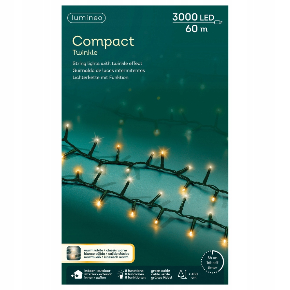 Lampy 3000 Led vonkajšie/vnútorné Klasické/teplé biele s programátorom 60 m