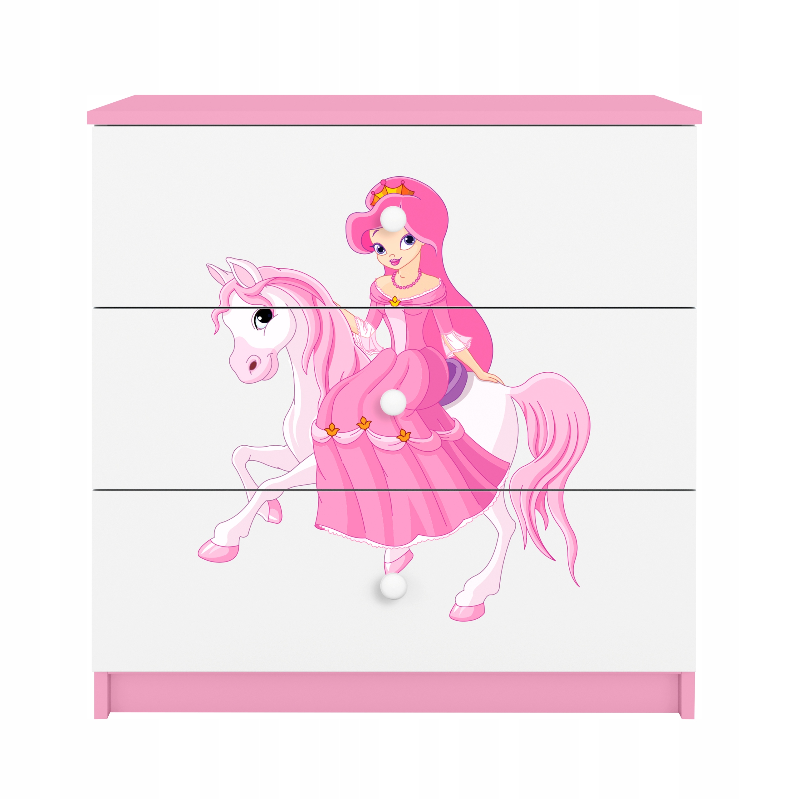 Komoda Babydreams růžová grafika princezna na koni 80 cm
