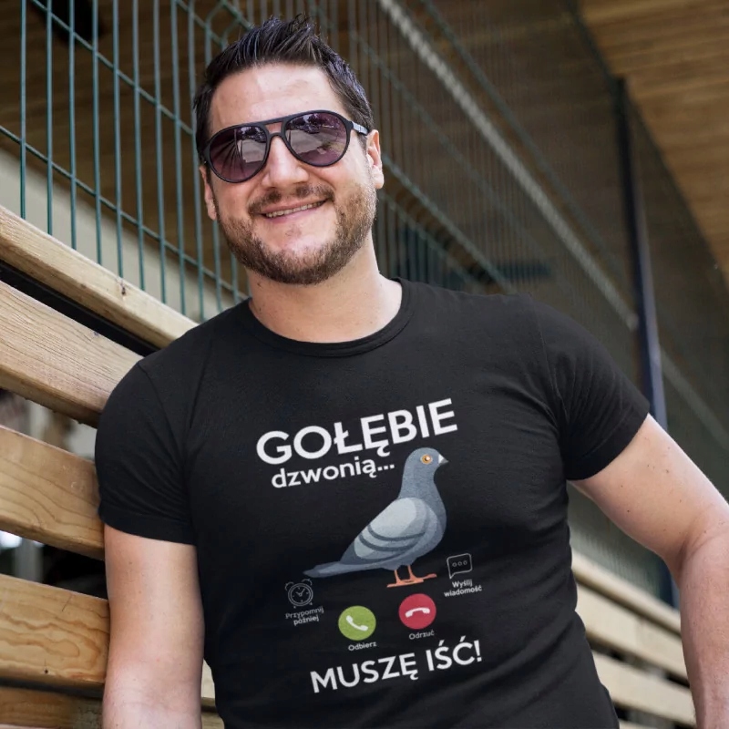 KOSZULKI MĘSKIE ZESTAW 2szt BAWEŁNIANE GOŁĘBIARZ komplet + KUBEK gołębiarza Rozmiar M