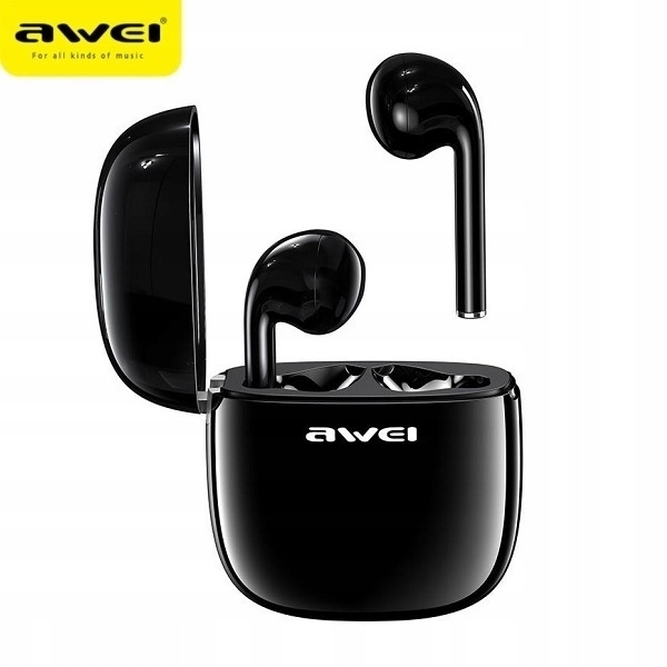 Awei Bluetooth 5.0 sluchátka T28 Tws dokovací stanice černá/černá