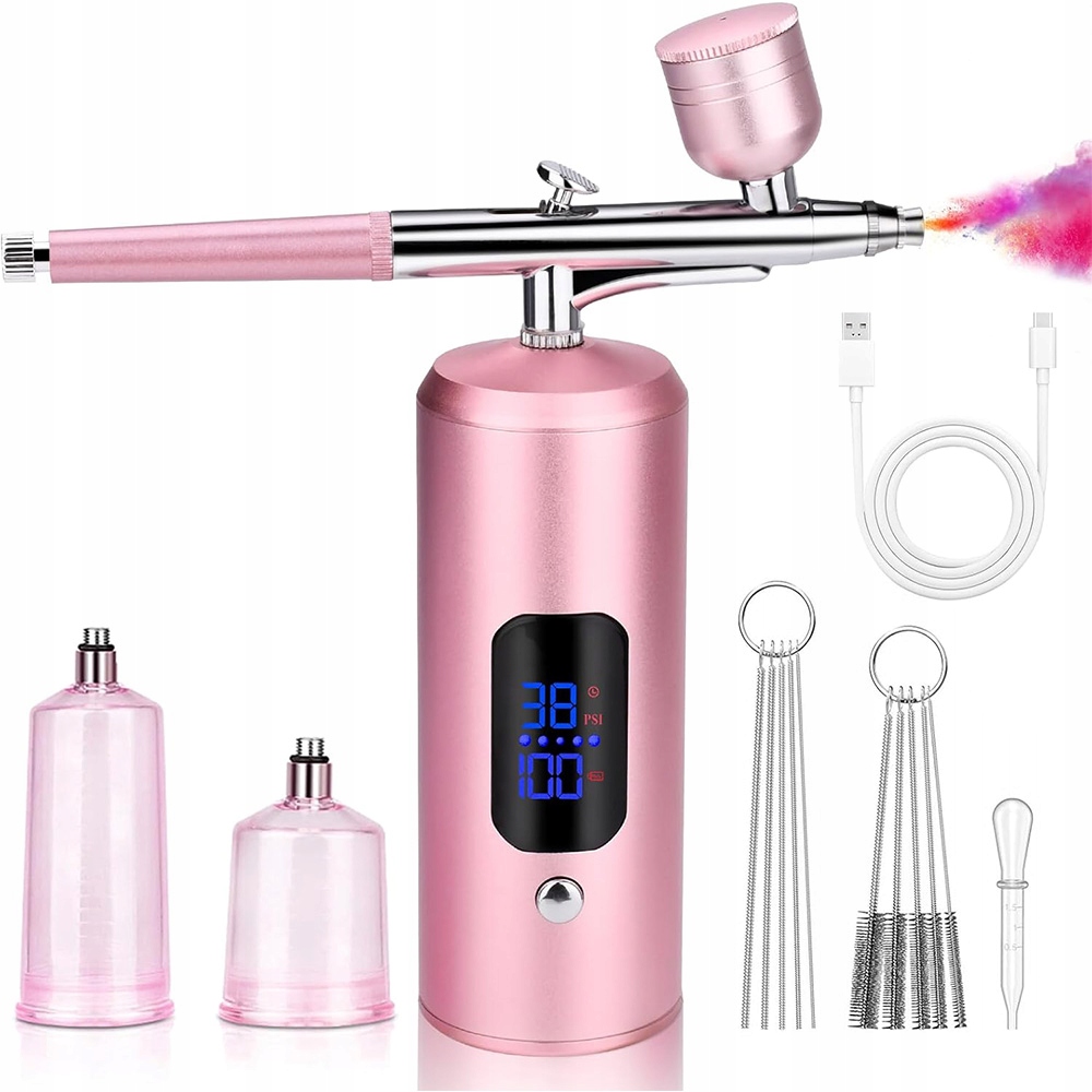 Aerogir 0,3 MM Pro Manikúru Akrylové Barvivo Usb Bezdrátové Kovové Pouzdro