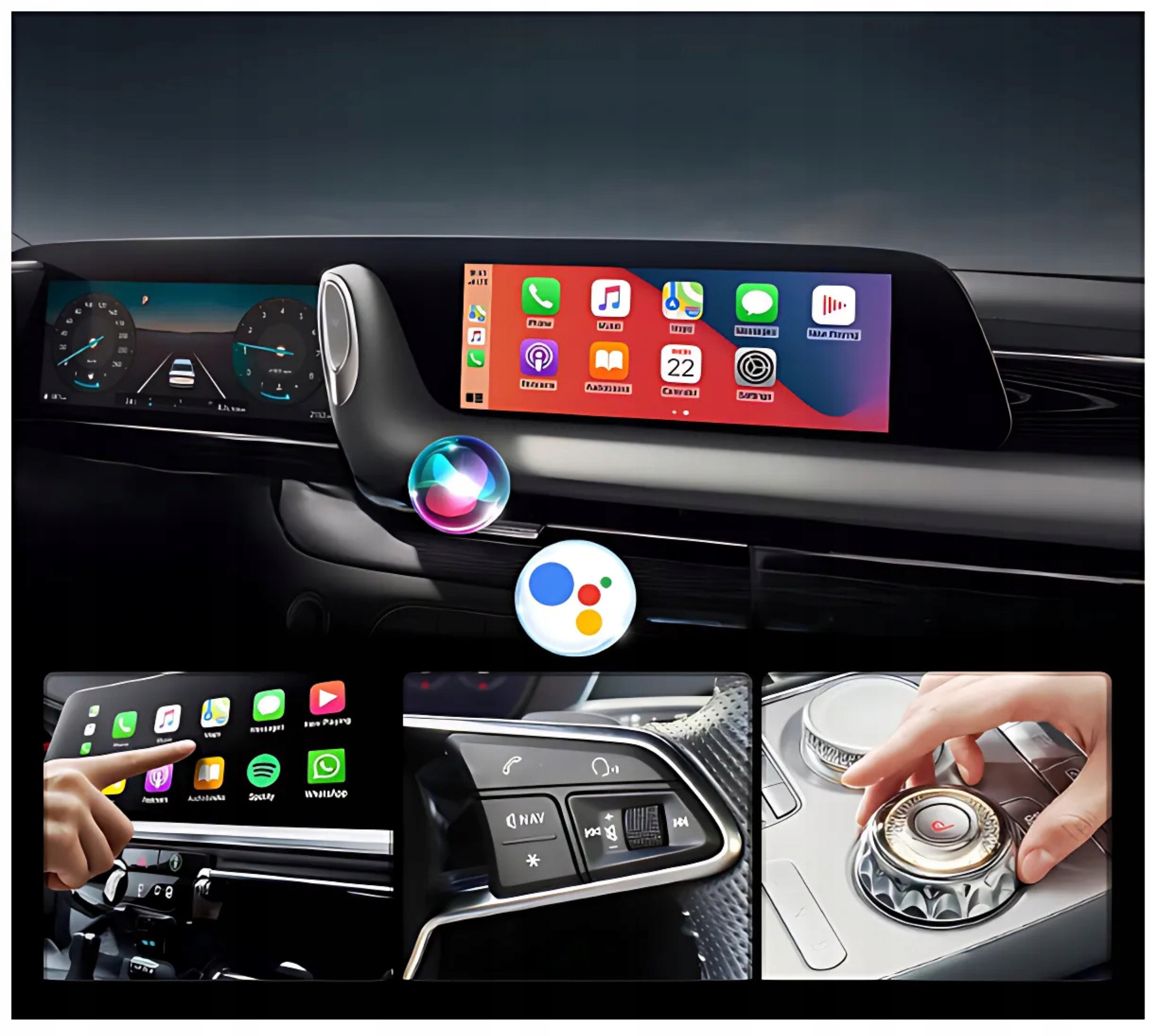 Bezprzewodowy Adapter 2w1 Apple CarPlay i Android Auto WiFi 2,4 G / 5,8 GHz Kod producenta CarPlay Android Auto WiFi 2,4 G / 5,8 GHz