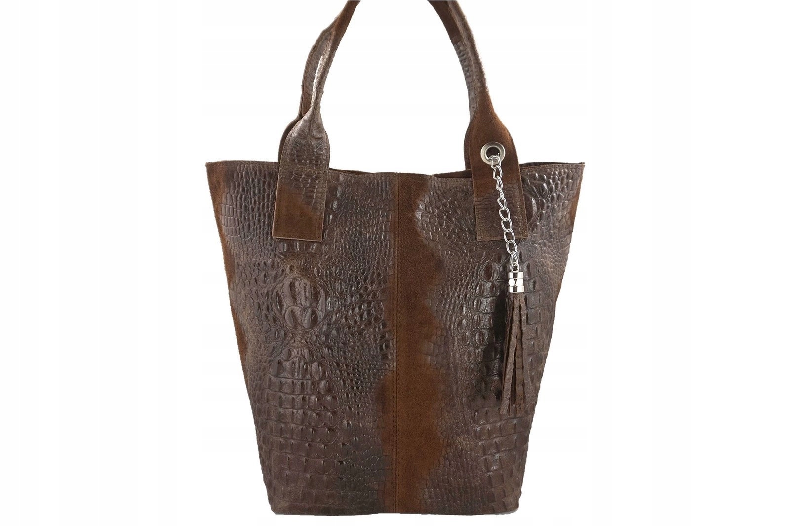 Módní kožená taška Croco Hnědá