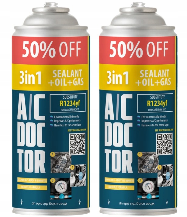 Ac Doctor Klimatizace 3v1 Plyn R1234yf 470g Olej Těsnění Faktor Fix