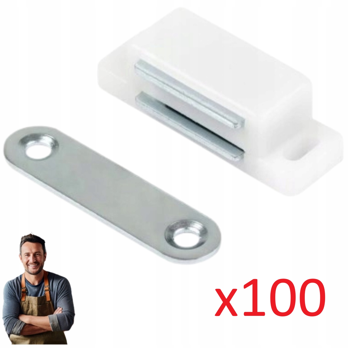 Magnetický nábytkový zámok biely 100ks