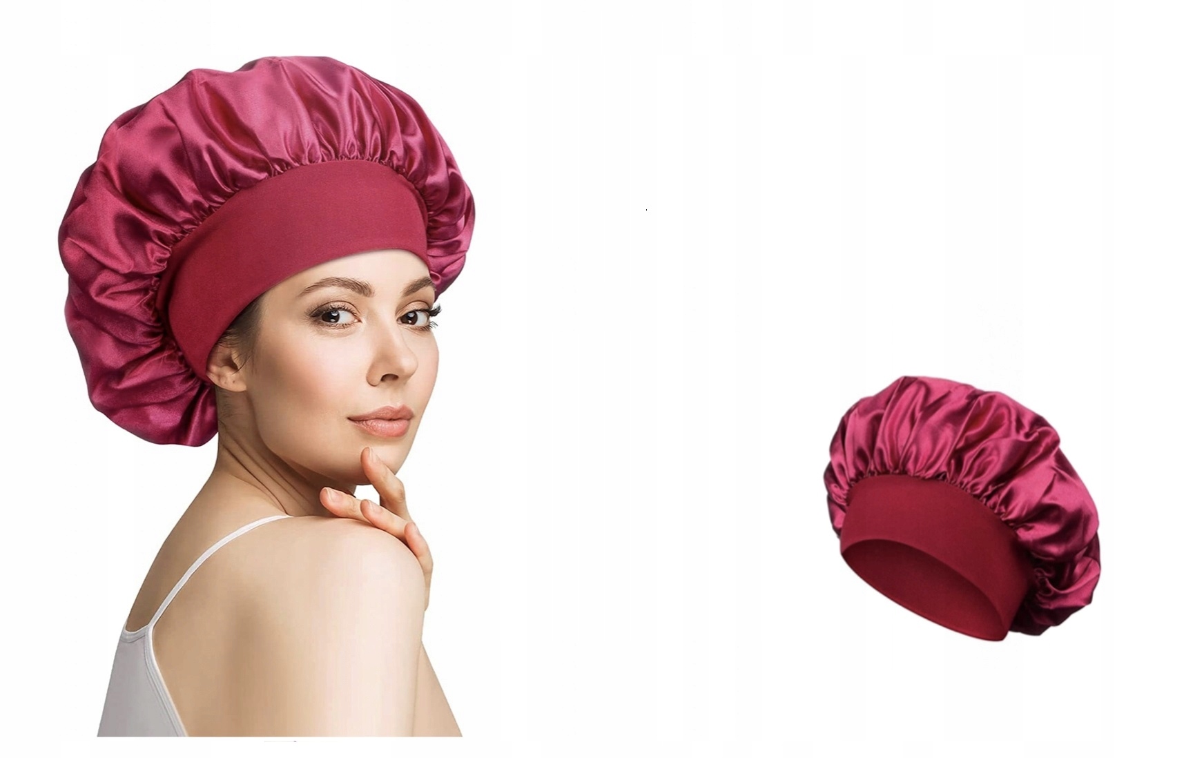 SATYNOWY CZEPEK DO SPANIA OLEJOWANIA Bordowy