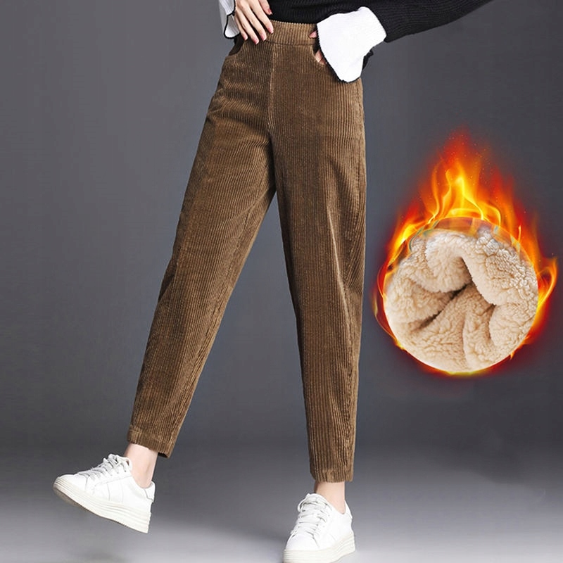 DAMSKIE SPODNIE SZTRUKSOWE OCIEPLANE RÓŻNE KOLORY Model Spodnie Sztruksowe Ocieplane