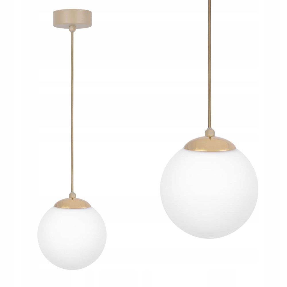 Závěsná lampa Savia skleněné stínítko mléčná koule nás stůl závit E14 Kaja