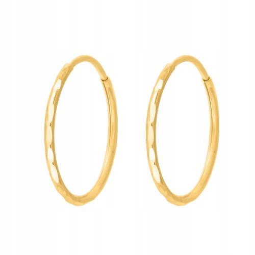 Dámské zlaté 585 náušnice s kruhy zdobené lesklým gravírováním jako dárek