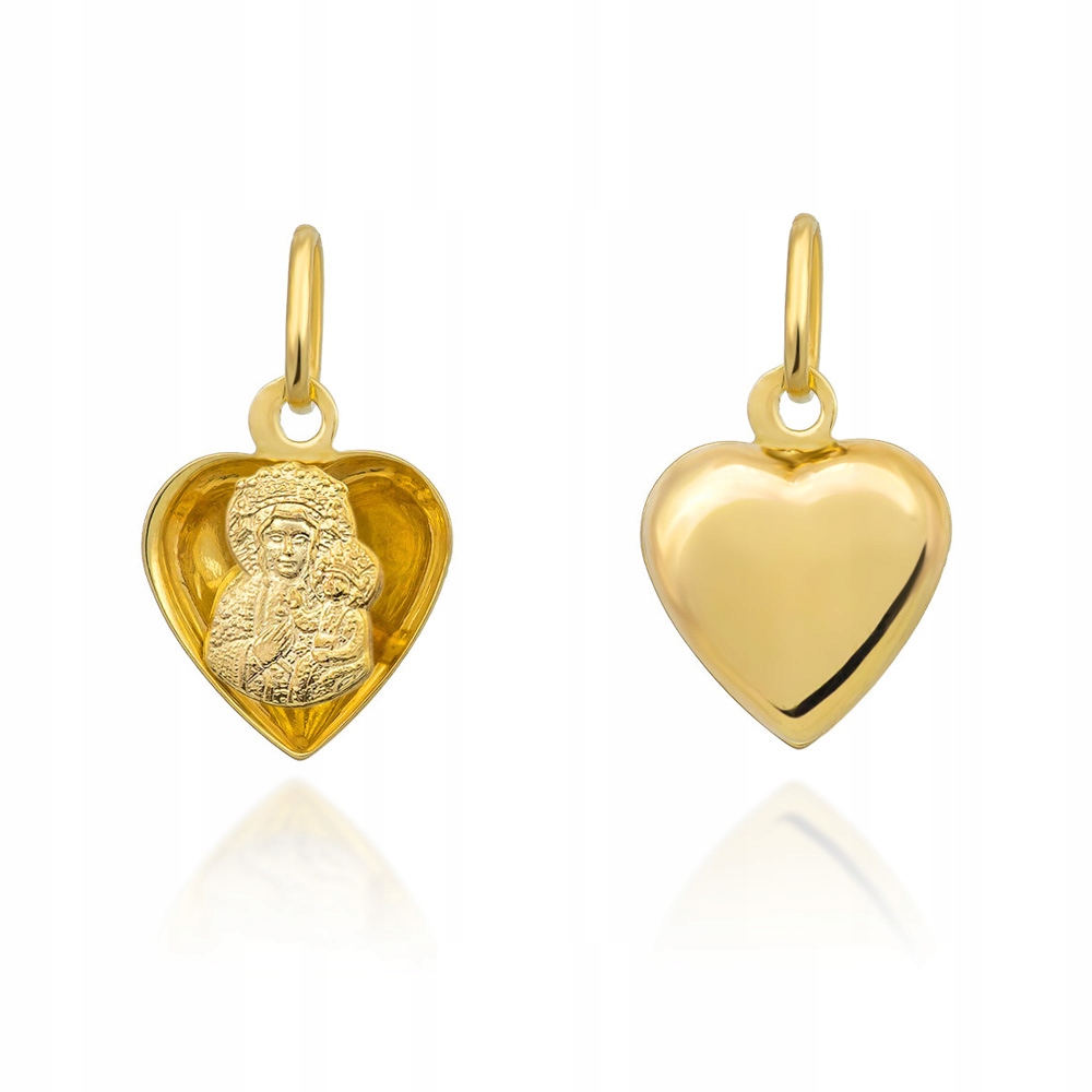 Medailon Panna Maria Čenstochovská s dítětem v srdíčku ryzosti 585