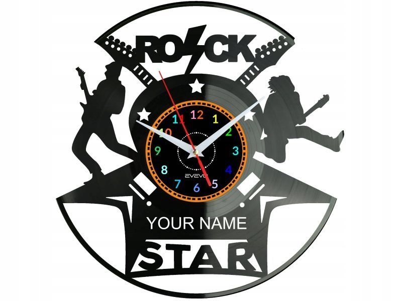Rock Star Vaše jméno Nástěnné hodiny Vinylová deska Moderní Dekorativní Na