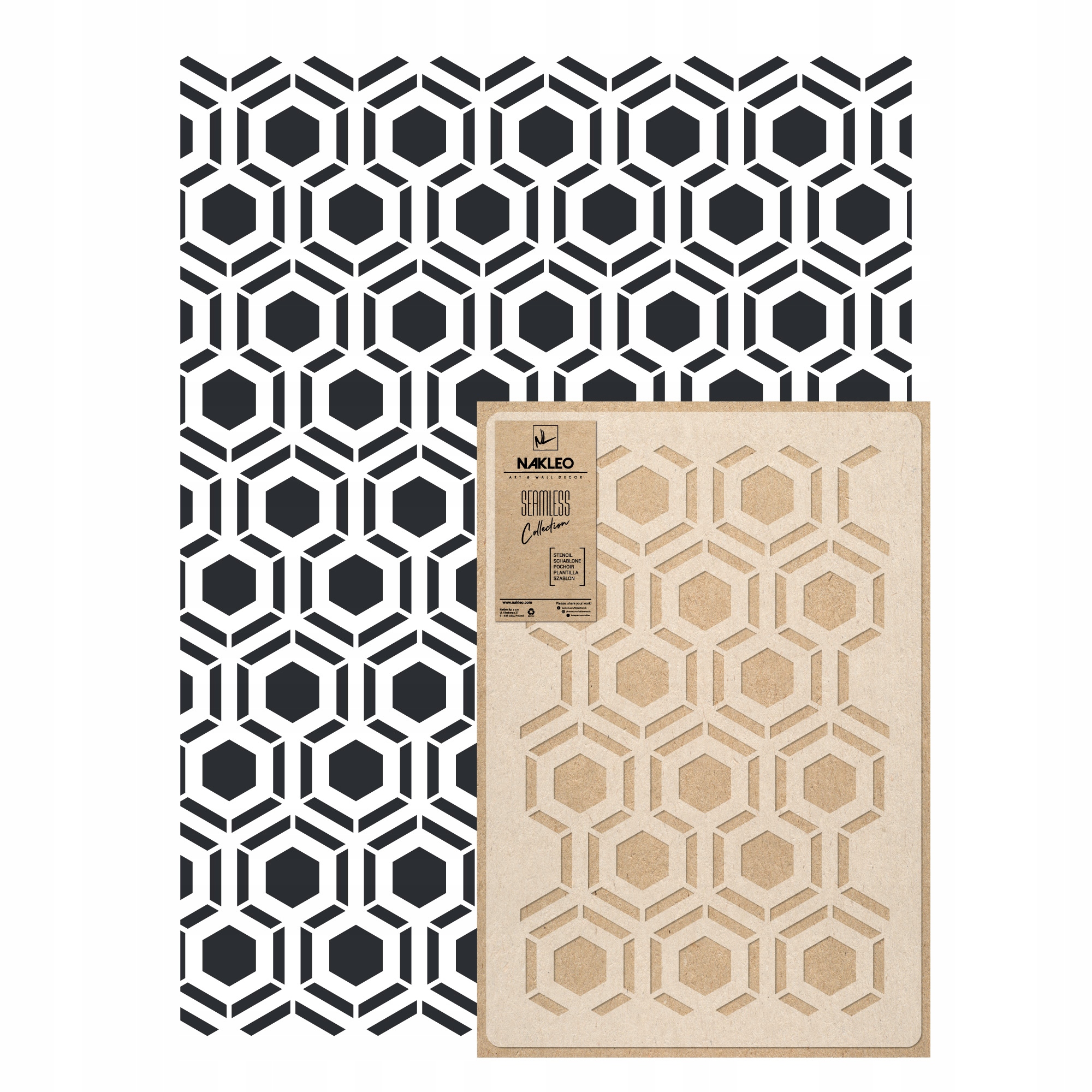 Opakovatelná malířská šablona Opakovaně Použitelný 59x95 cm Tapeta Hicks Hexagon