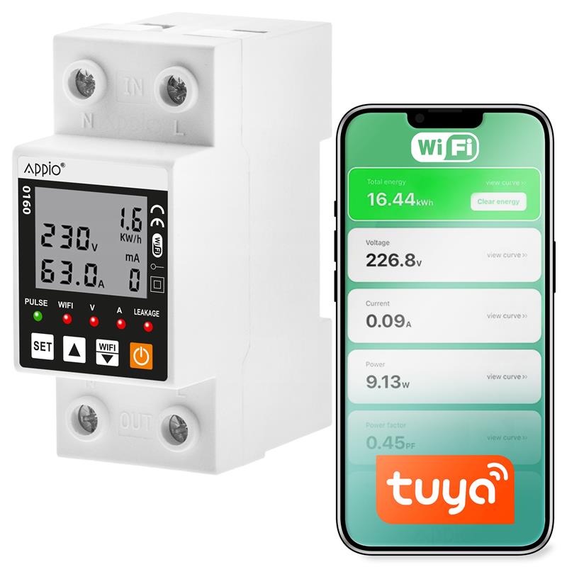 Licznik Prądu Energii Mocy Napięcia Tuya Smart Aplikacja WiFi Na Szynę Din
