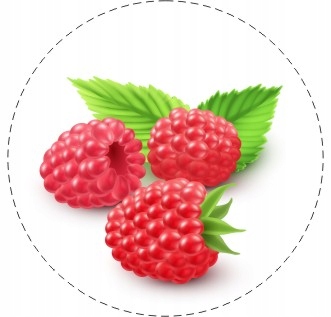 

Naklejki etykiety owoce Malina 5 cm 15 szt