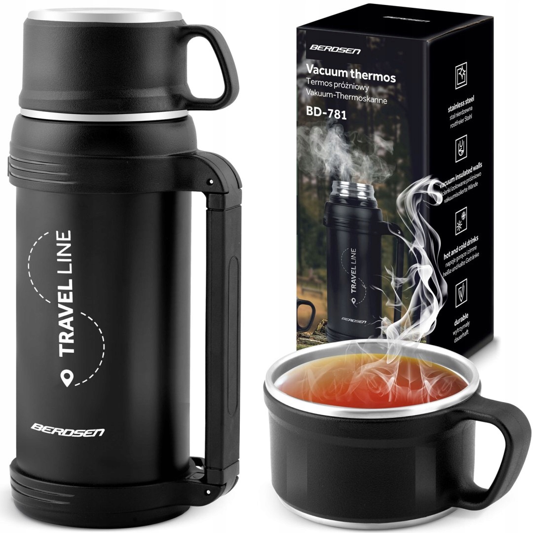Turistická vakuová termoska s popruhem Berdsen BD-781 1500 ml
