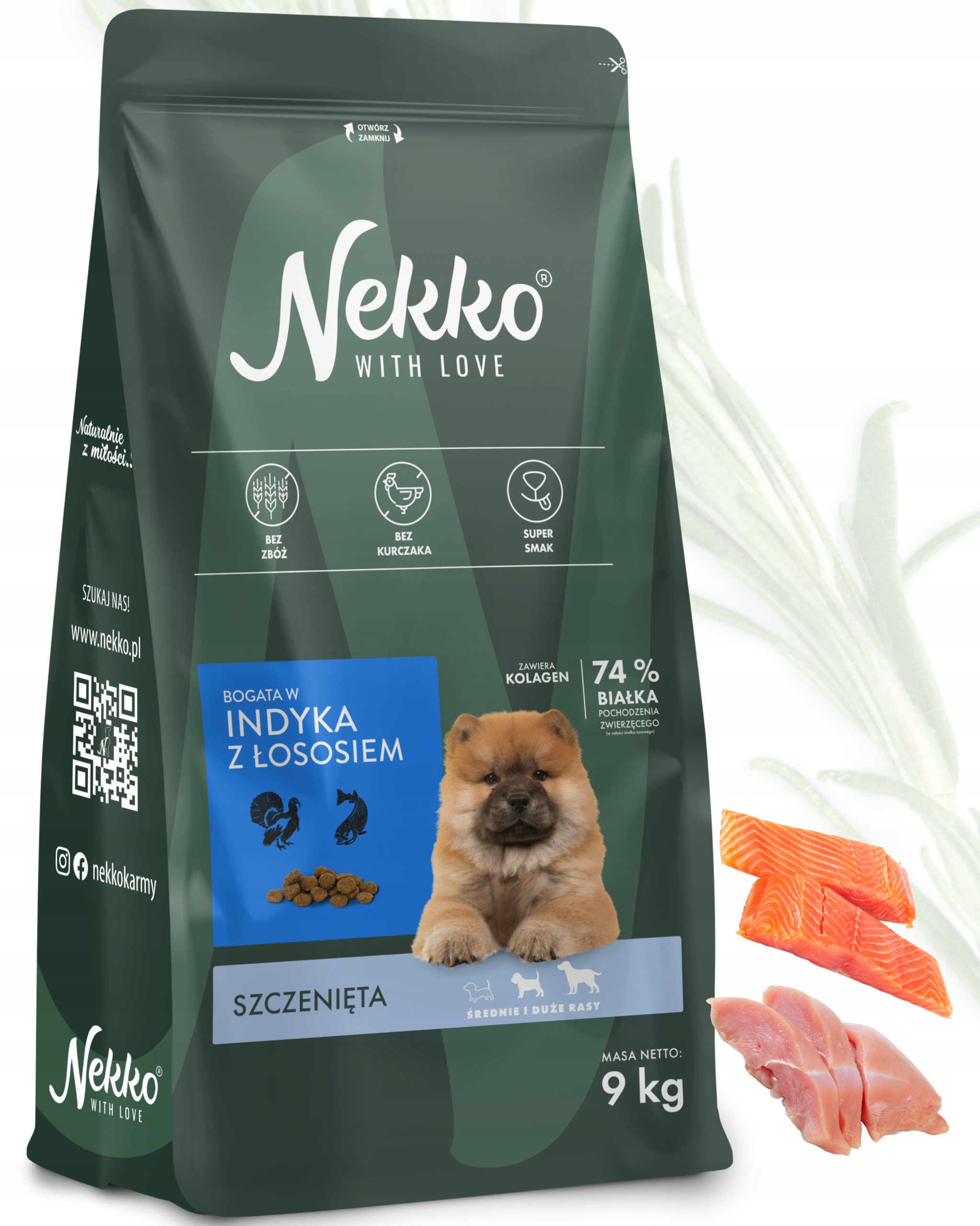 Karma Dla Szczeniąt Nekko 9kg Indyk Z Łososiem