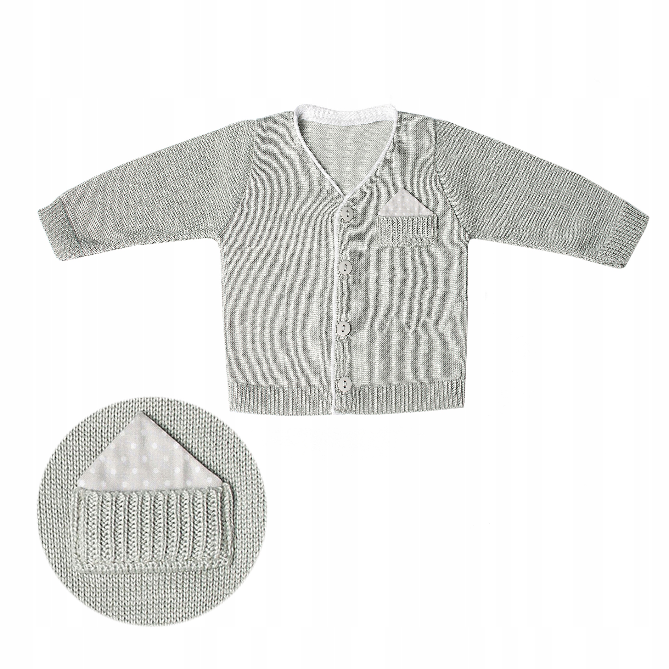 

Sweter Sweterek szary z poszetką 68cm Chrzest