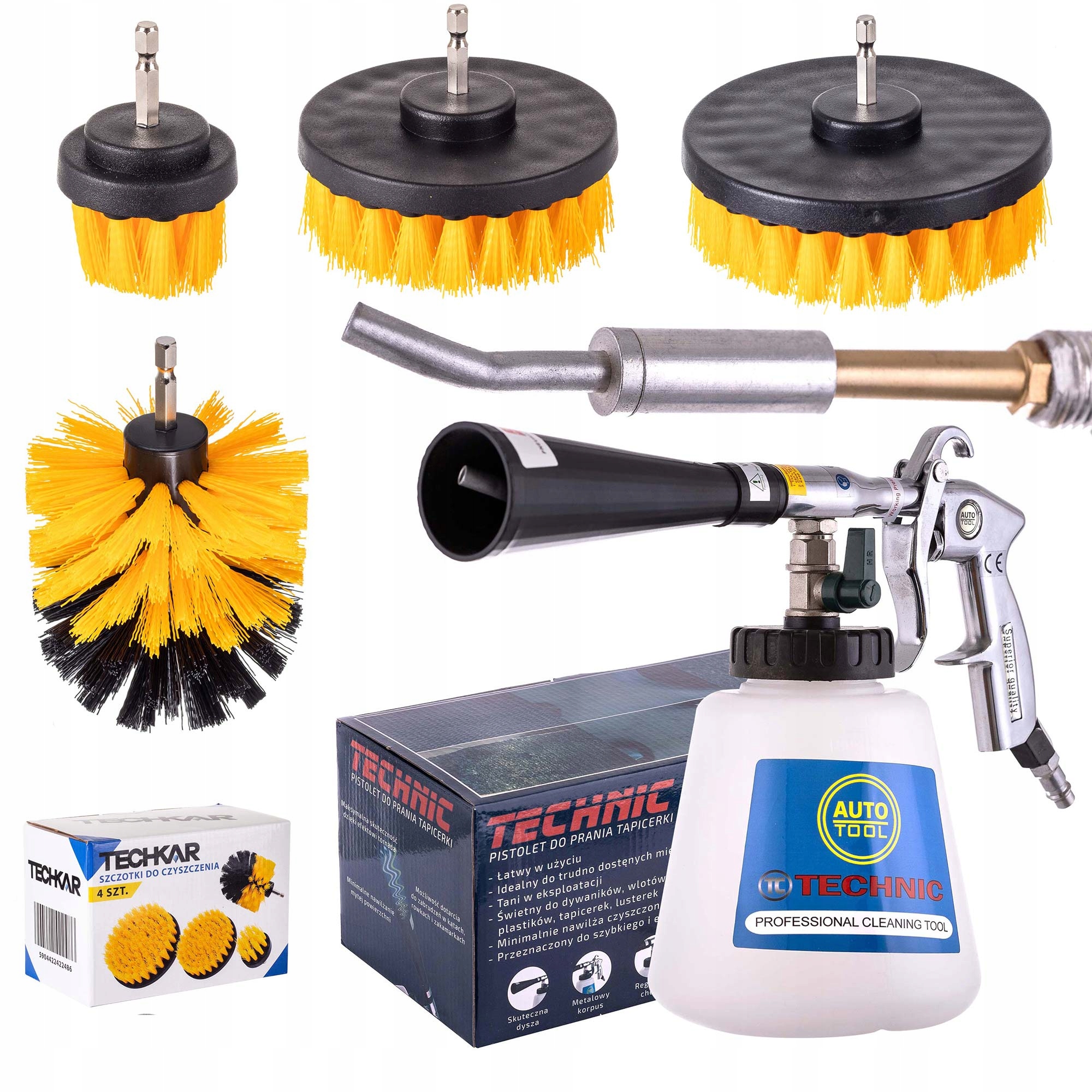 Pistole na praní čalounění auta sada kartáčků na šroubovák