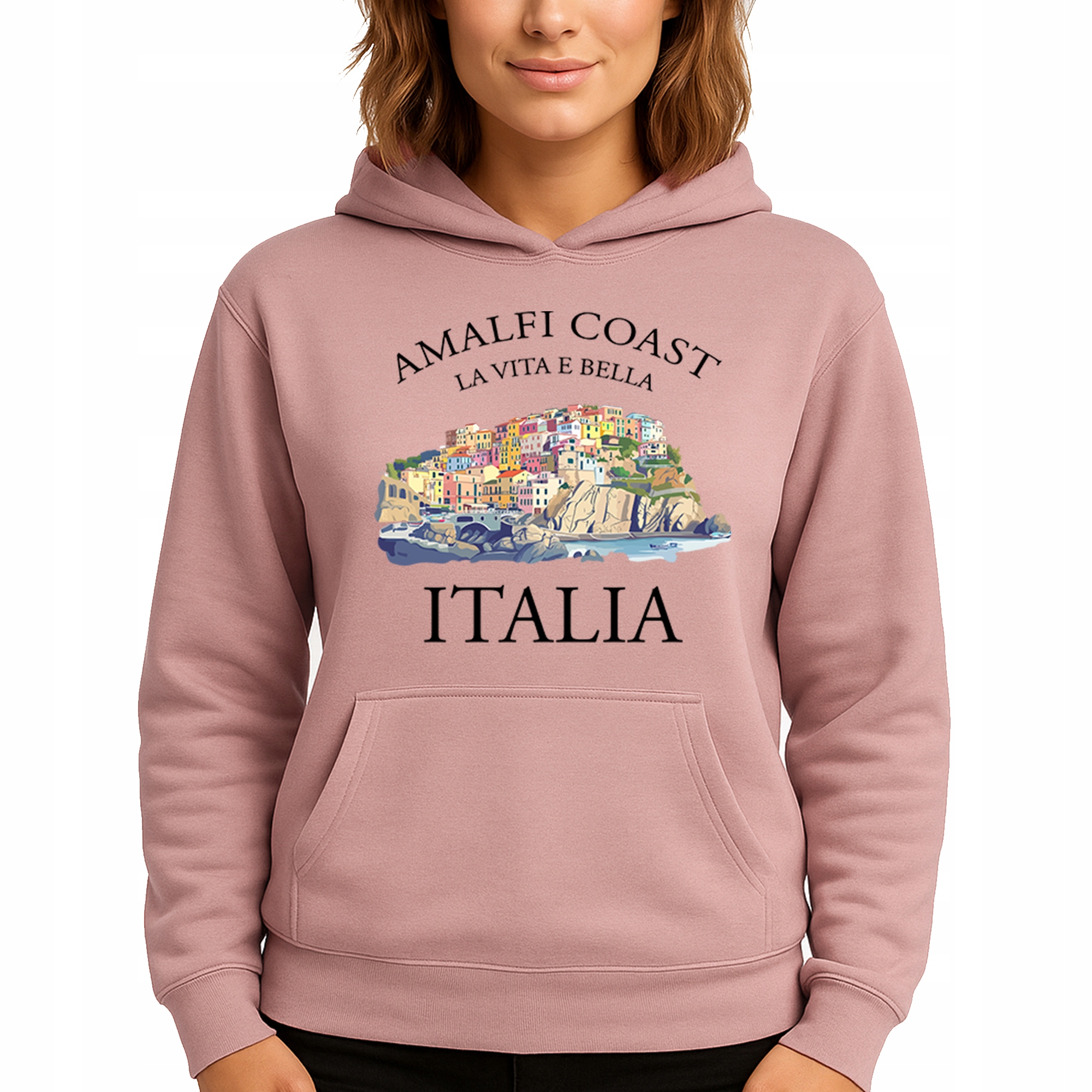 Mikina Růžová Hoodie S Kapucí jako Dárek Amalfi Coast Italia S