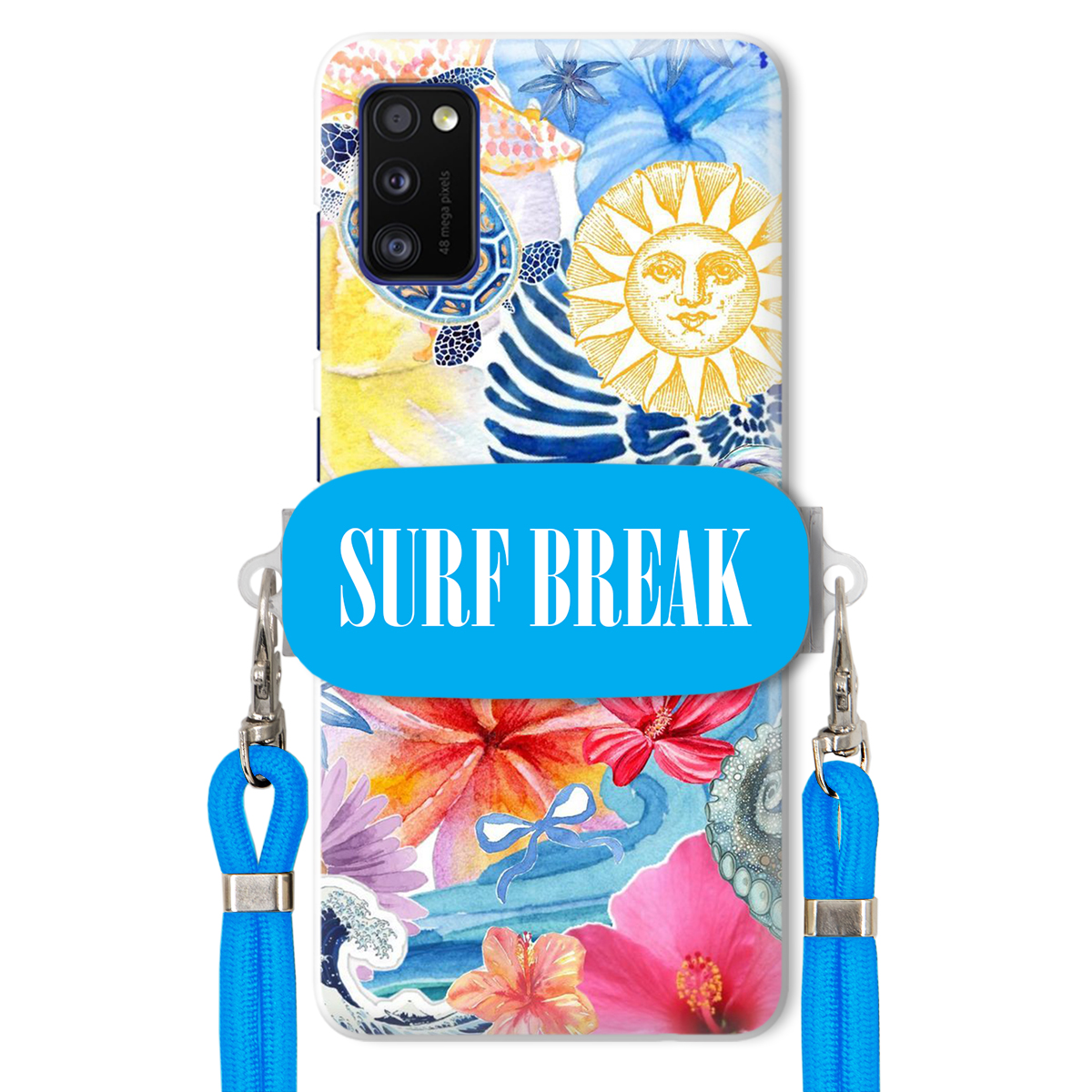 Puzdro pre Samsung A41 Modré Crossbody vodítko držiak Surf Break Lata