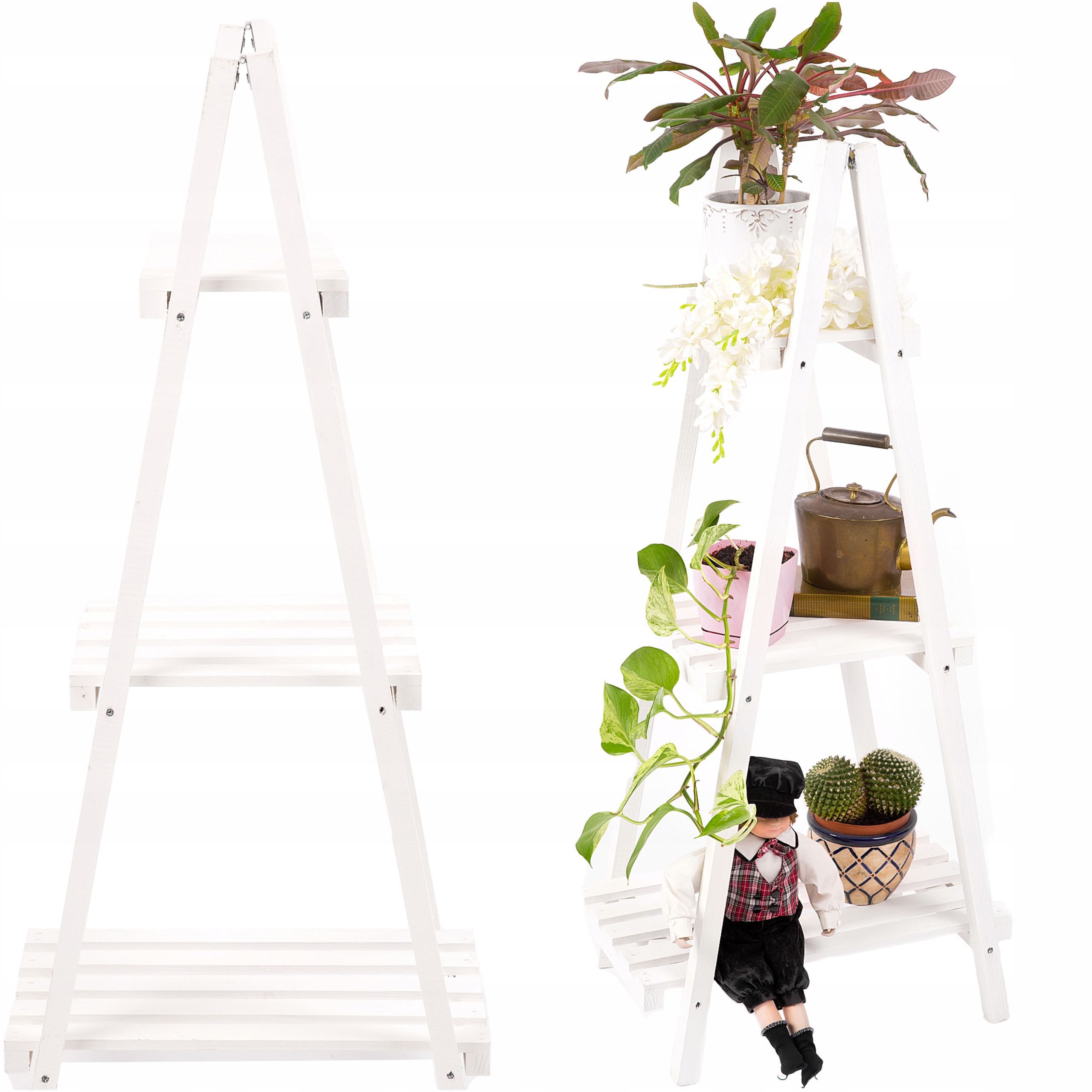 Držák Na Květináč Stojan na květiny Stojící na rostliny Dřevěný regál Police Velký