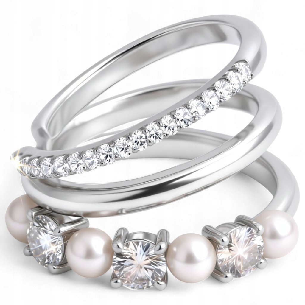 Náušnice Perly Moissanit stříbro bílé zlato